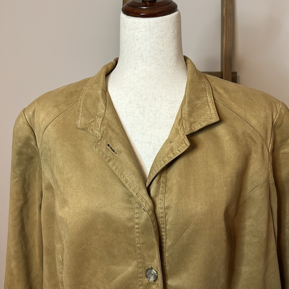 Coldwater Creek Button Up Jacket with Pockets Suede Like Material Size 20 - Picture 3 of 17